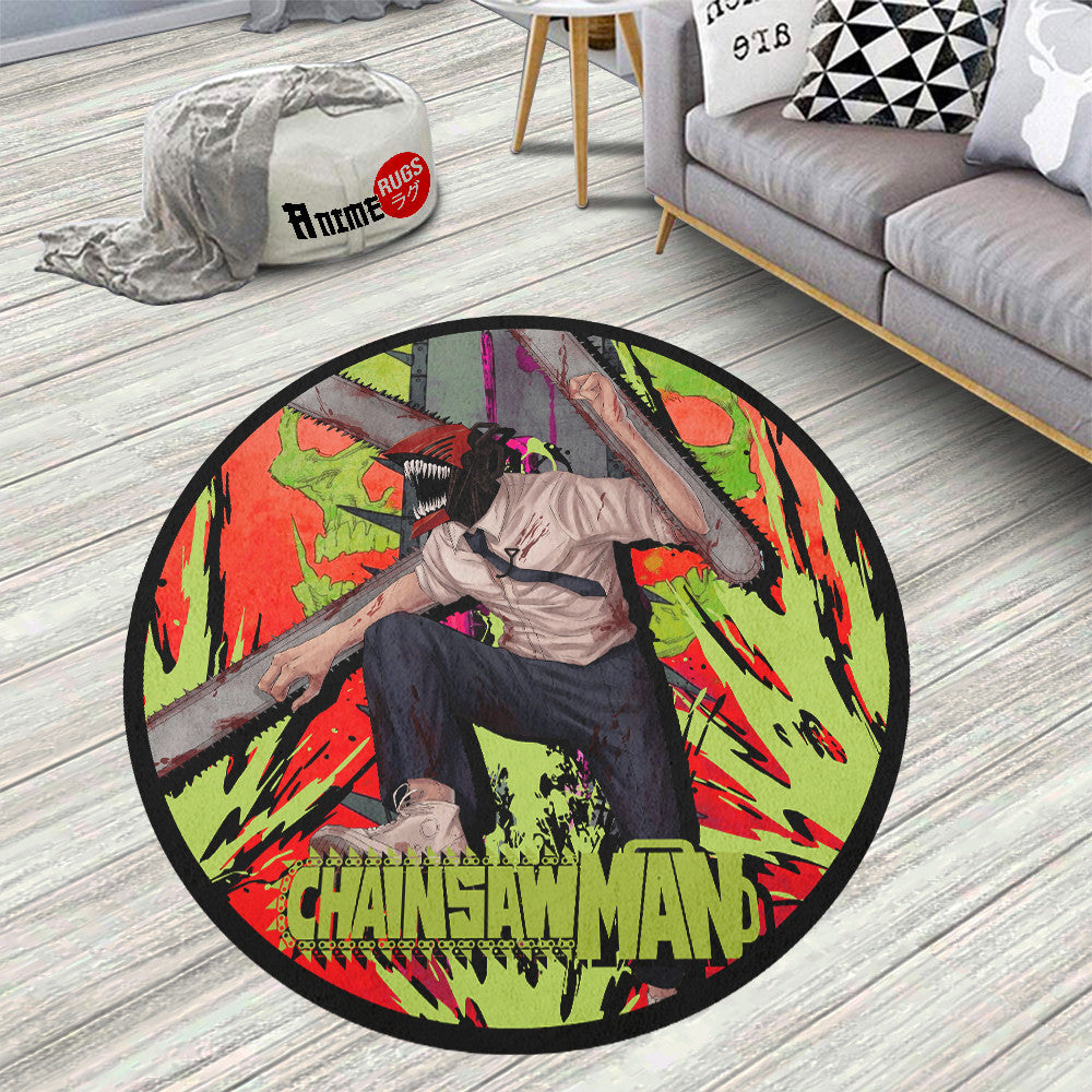Denji Round Rug Custom Chainsaw Man Anime Rug Floor Mats– Animerugs