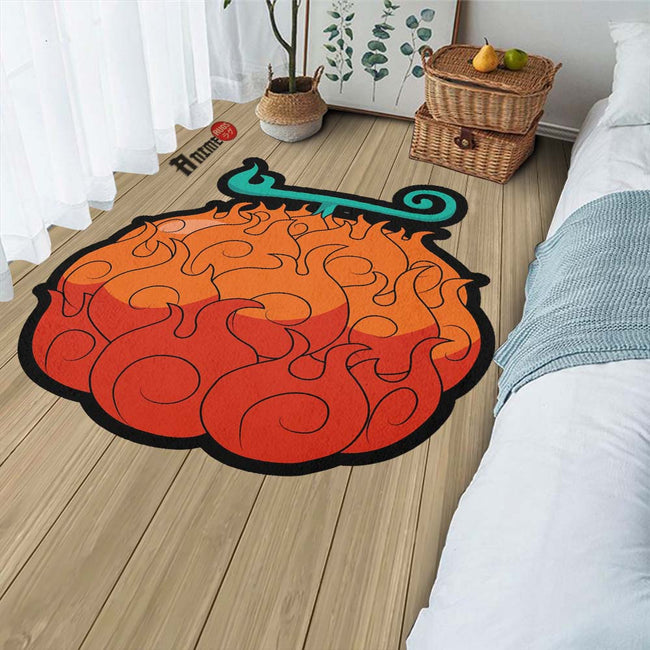 Mera Mera Shaped Rug Custom Devil Fruit One Piece Anime Room Decor ...