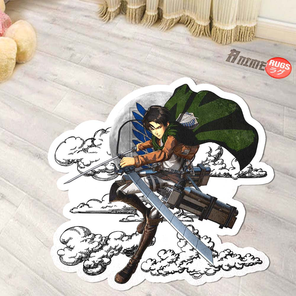Levi Ackerman Shaped Rug Custom Moon Clouds Attack On Titan Anime Room ...