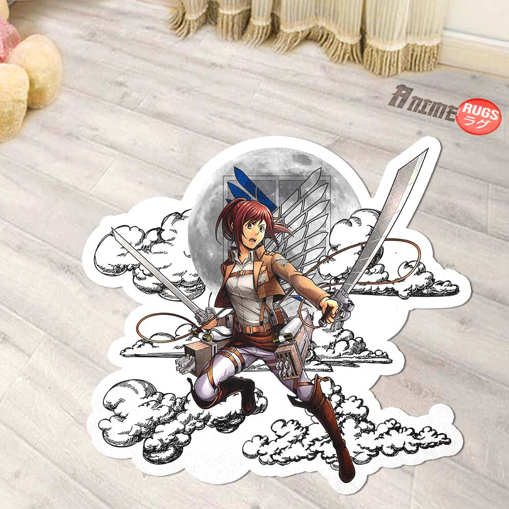 Sasha Blouse Shaped Rug Custom Moon Clouds Attack On Titan Anime Room ...