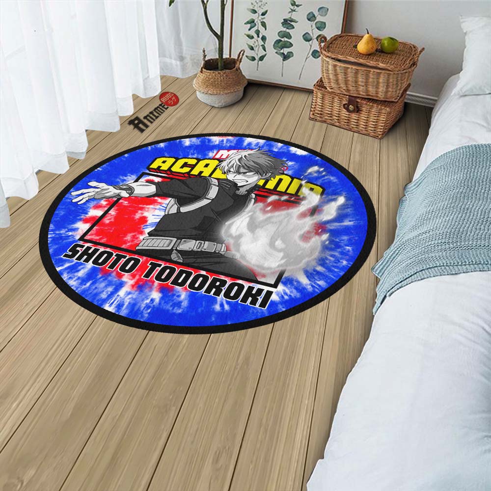 Shoto Todoroki Round Rug Custom Tie Dye Style My Hero Academia Anime C ...