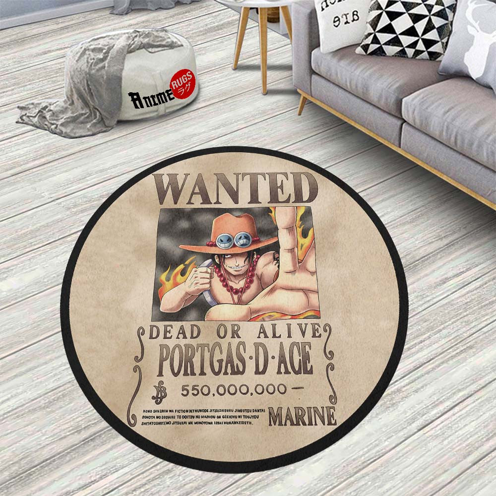 Portgas D. Ace Round Rug Custom One Piece Anime Circle Carpet– Animerugs