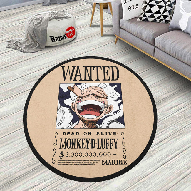 Monkey D. Luffy Wanted Round Rug Custom One Piece Anime Circle Carpet-Animerugs