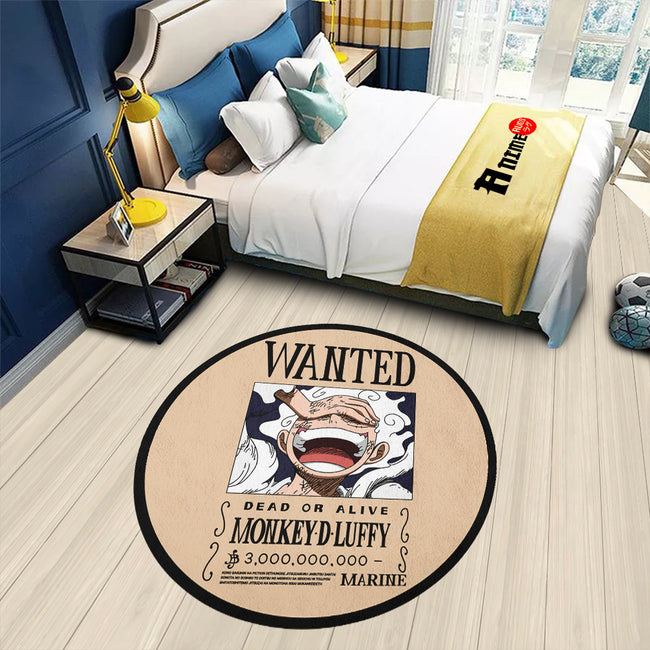 Monkey D. Luffy Wanted Round Rug Custom One Piece Anime Circle Carpet-Animerugs