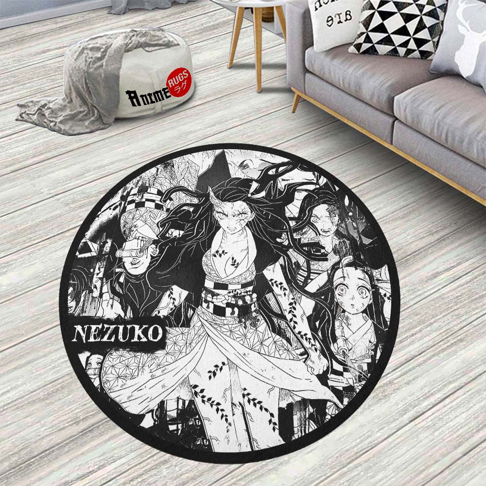 Nezuko Kamado Manga Round Rug Custom Demon Slayer Anime Circle Carpet ...