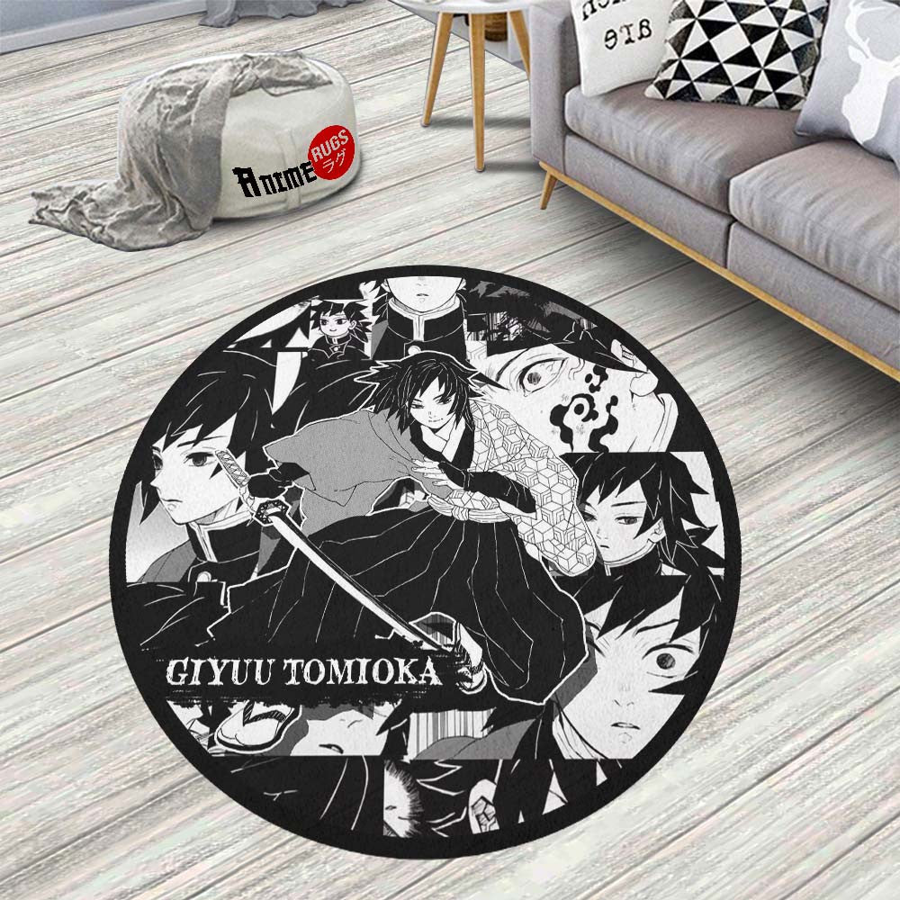 Slayer Custom Rug Giyuu Tomioka Manga Round Rug Custom Demon Slayer Anime Circle Carpet ...