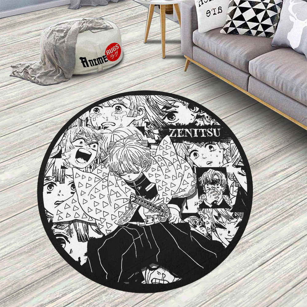 Demon Slayer Custom Rug Zenitsu Agatsuma Manga Round Rug Custom Demon Slayer Anime Circle Carp ...