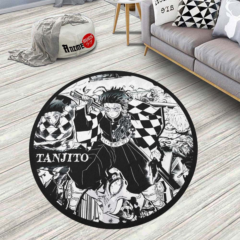 Slayer Custom Rug Tanjirou Kamado Manga Round Rug Custom Demon Slayer Anime Circle Carpe ...