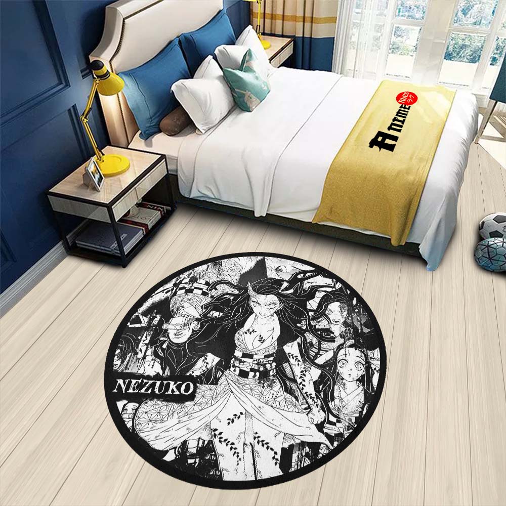 Nezuko Kamado Manga Round Rug Custom Demon Slayer Anime Circle Carpet ...