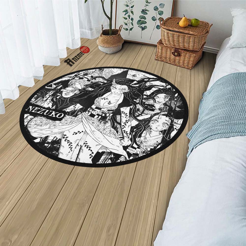 Nezuko Kamado Manga Round Rug Custom Demon Slayer Anime Circle Carpet ...