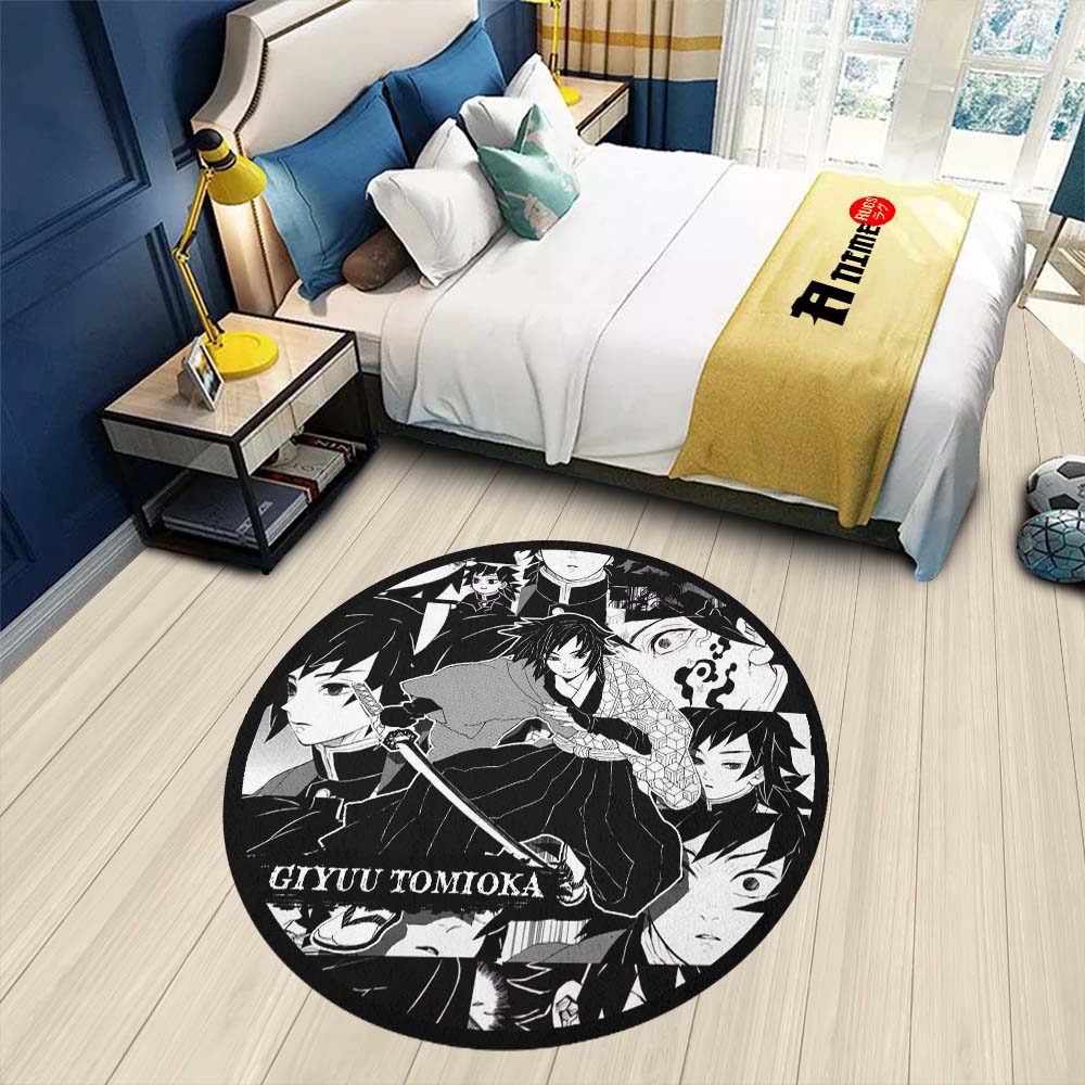 Demon Slayer Custom Rug Giyuu Tomioka Manga Round Rug Custom Demon Slayer Anime Circle Carpet ...