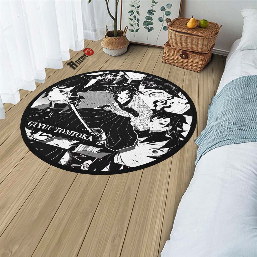 Demon Slayer Custom Rug Giyuu Tomioka Manga Round Rug Custom Demon Slayer Anime Circle Carpet ...