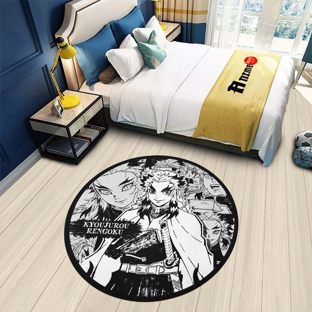 Kyoujurou Rengoku Manga Round Rug Custom Demon Slayer Anime Circle Car ...