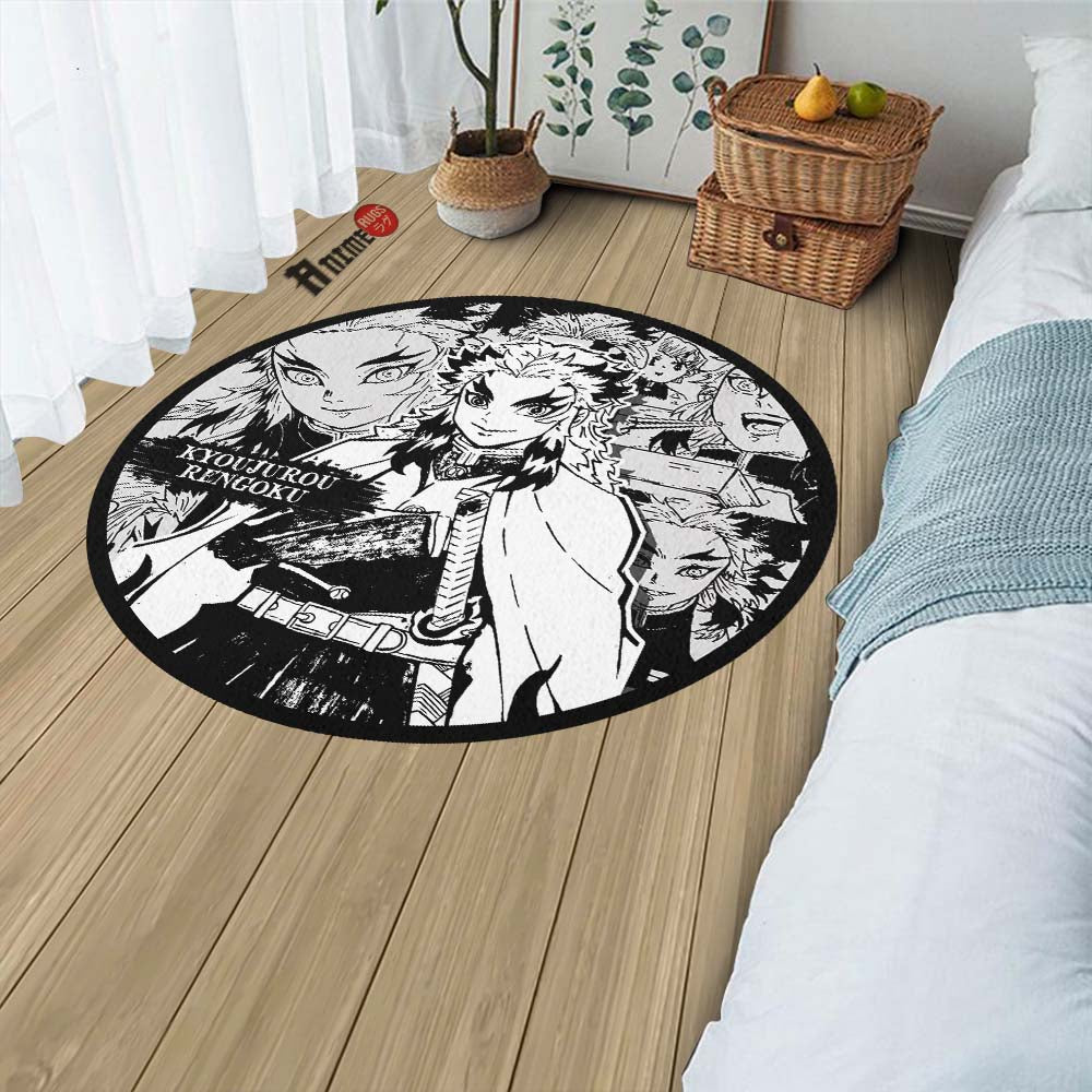 Demon Slayer Rengoku Rug Kyoujurou Rengoku Manga Round Rug Custom Demon Slayer Anime Circle Car ...