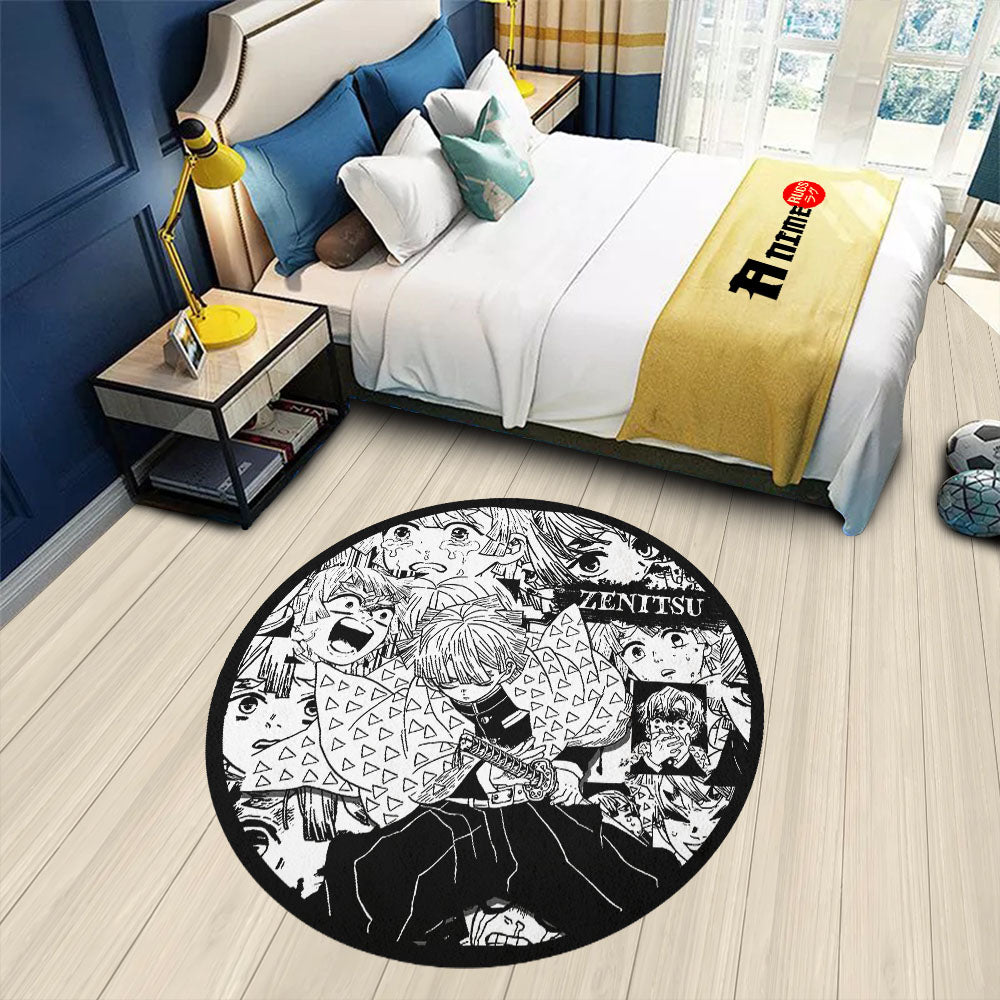 Zenitzu Rug Zenitsu Agatsuma Manga Round Rug Custom Demon Slayer Anime Circle Carp ...