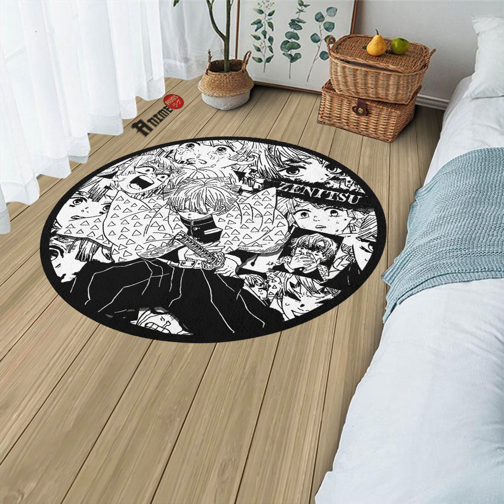 Demon Slayer Custom Rug Zenitsu Agatsuma Manga Round Rug Custom Demon Slayer Anime Circle Carp ...