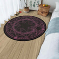 Black Pink Magic Circles Round Rug Custom Cardcaptor Sakura Anime Circle Carpet-Animerugs