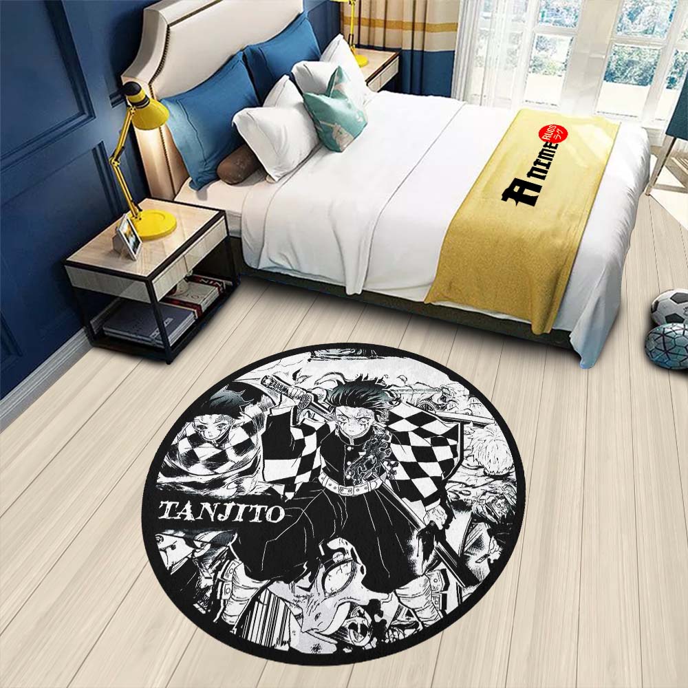 Tanjirou Kamado Manga Round Rug Custom Demon Slayer Anime Circle Carpe ...