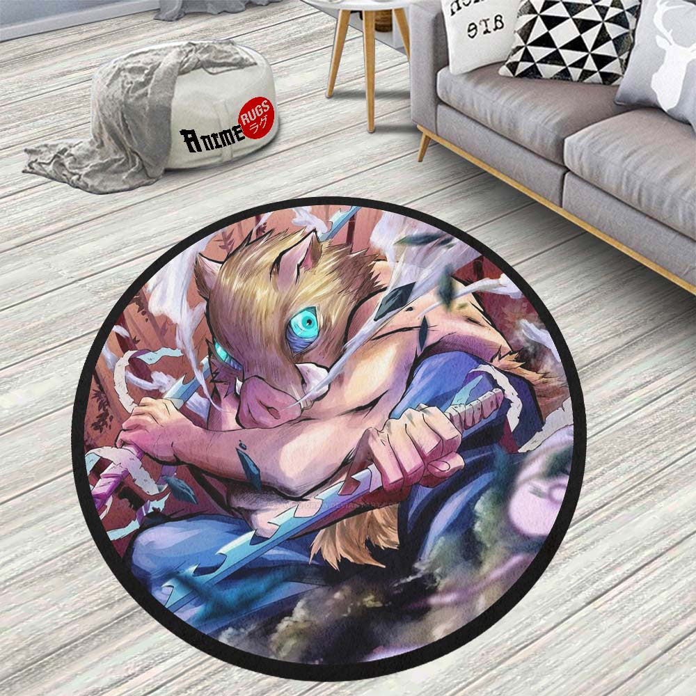 Demon Slayer Rengoku Rug Inosuke Hashibira Round Rug Custom Demon Slayer Anime Circle Carpet ...