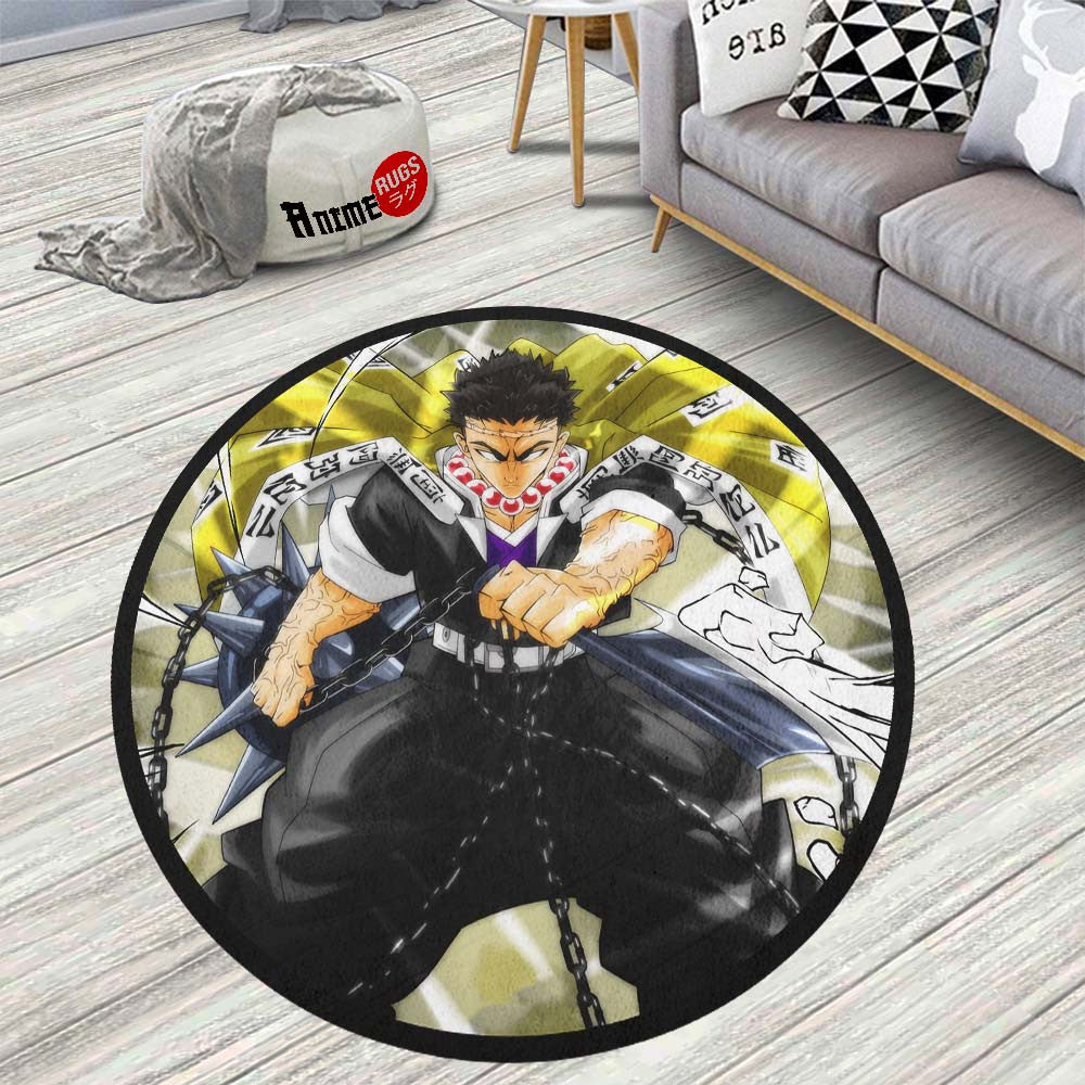 Demon Slayer Custom Rug Gyomei Himejima Round Rug Custom Demon Slayer Anime Circle Carpet ...