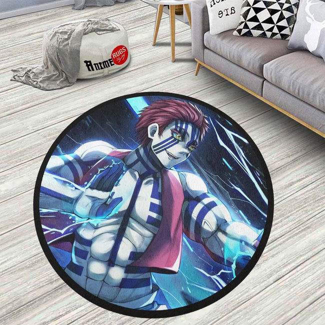 Akaza Round Rug Custom Demon Slayer Anime Circle Carpet-Animerugs