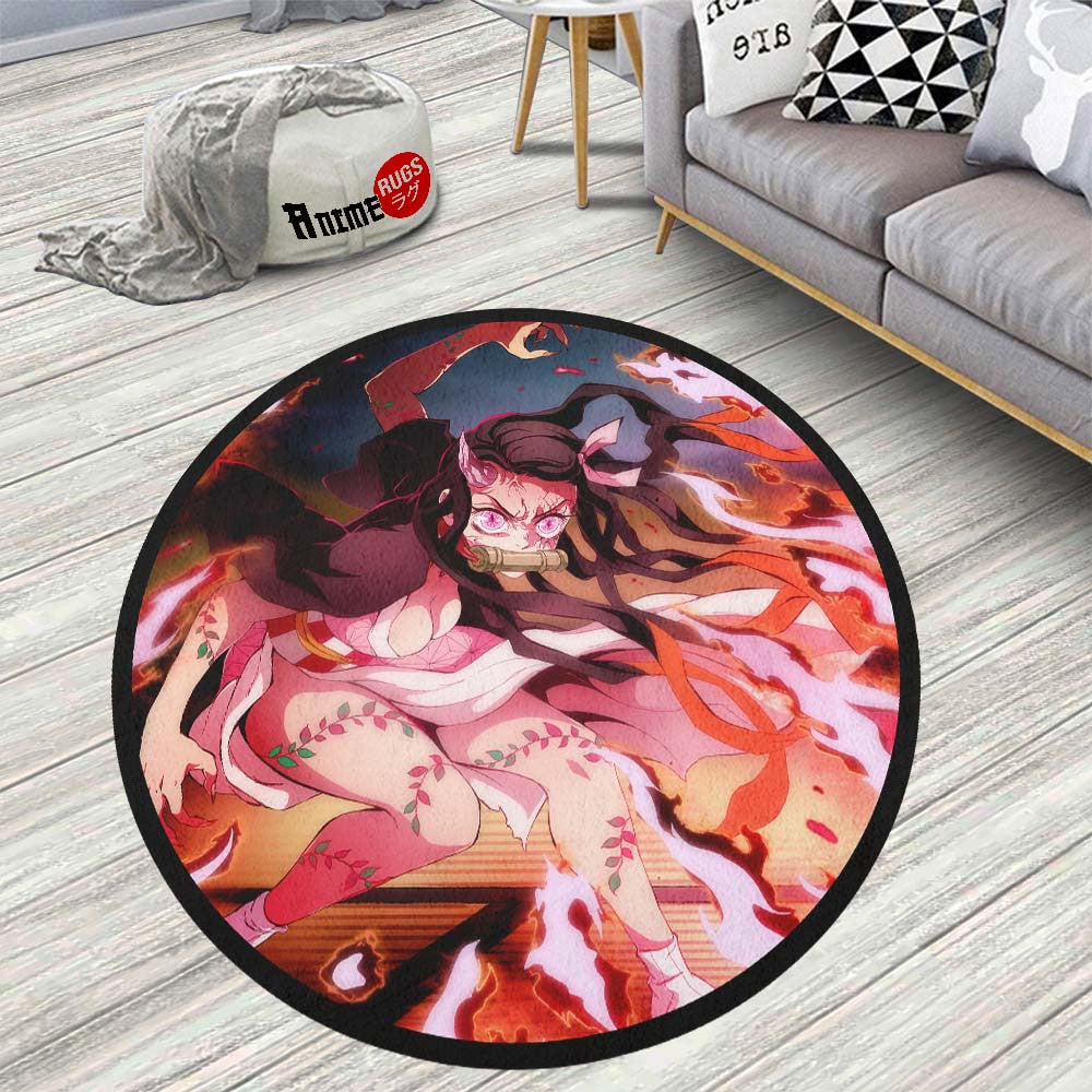 Nezuko Kamado Round Rug Custom Demon Slayer Anime Circle Carpet– Animerugs