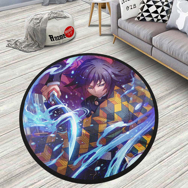 Giyuu Tomioka Round Rug Custom Demon Slayer Anime Circle Carpet-Animerugs