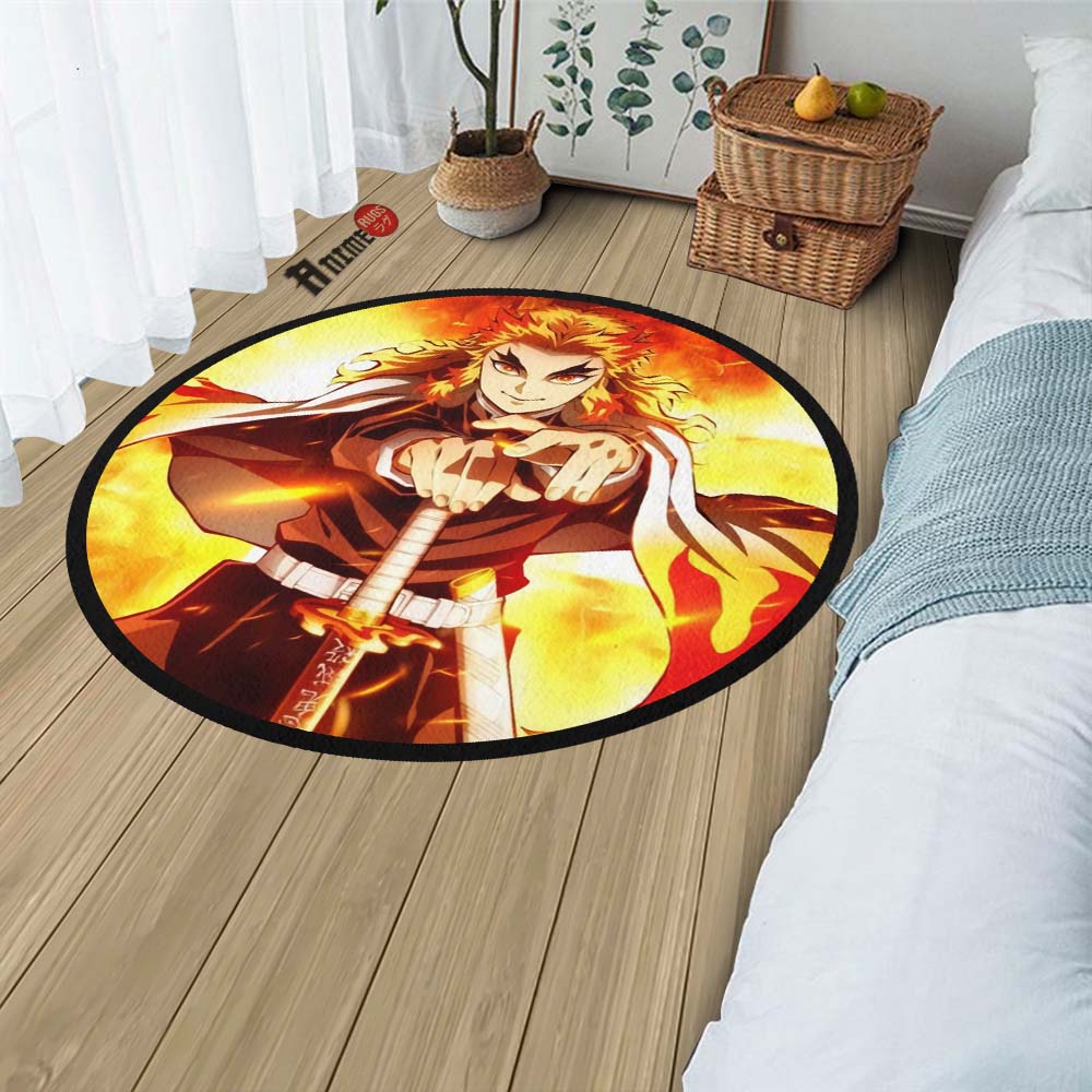 Kyoujurou Rengoku Round Rug Custom Demon Slayer Anime Circle Carpet ...