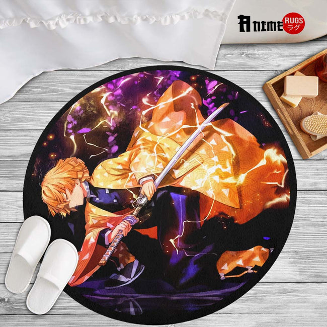 Zenitzu Rug Zenitsu Agatsuma Round Rug Custom Demon Slayer Anime Circle Carpet ...