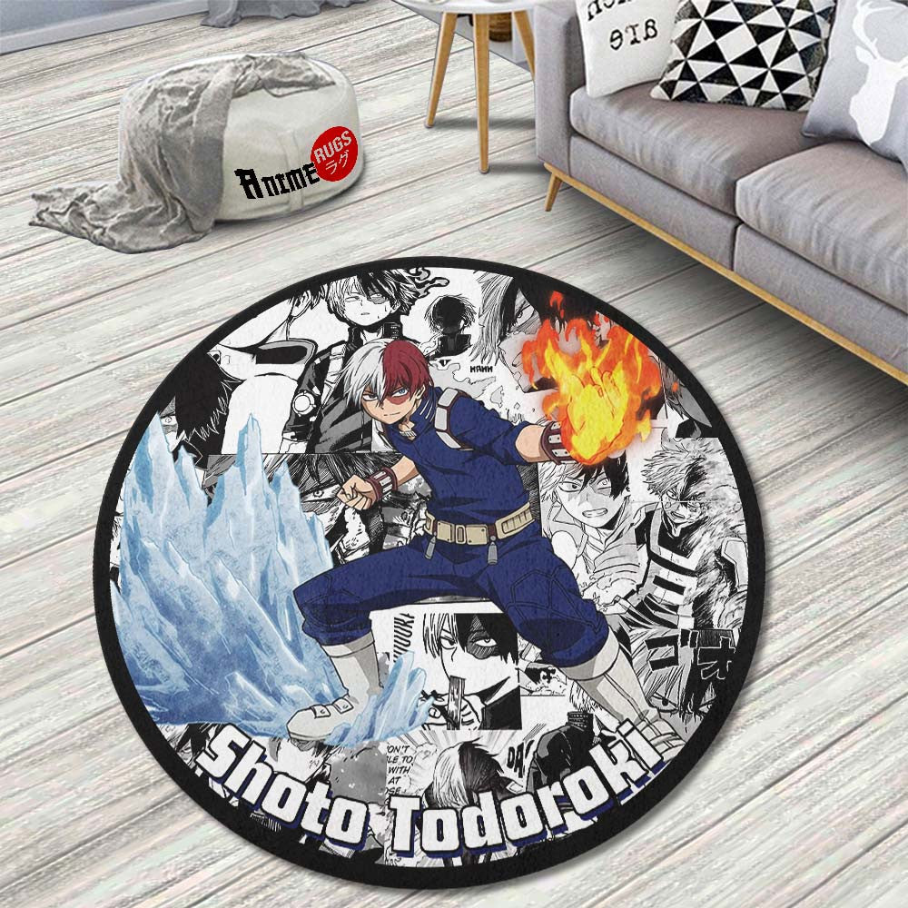Shoto Todoroki Manga Mix Round Rug Custom My Hero Academia Anime Circl ...