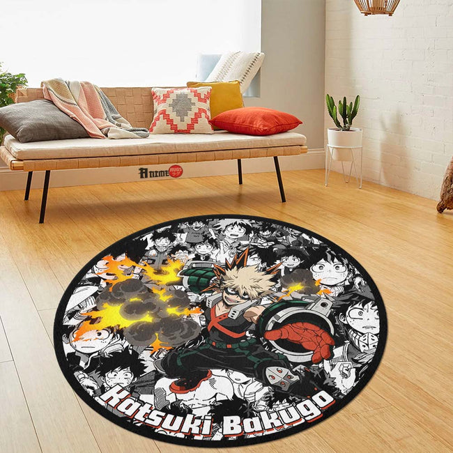 Katsuki Bakugo Manga Mix Round Rug Custom My Hero Academia Anime Circle Carpet-Animerugs