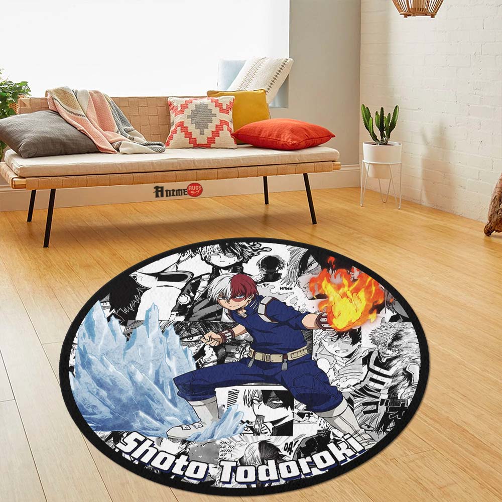 Shoto Todoroki Manga Mix Round Rug Custom My Hero Academia Anime Circl ...