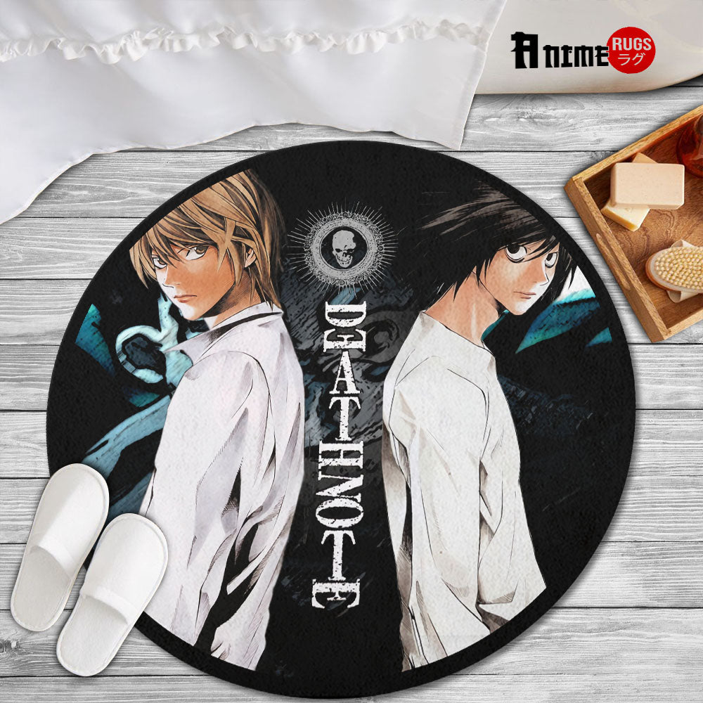 Death Note Rug L Lawliet & Light Yagami Round Rug Custom Death Note Anime Circle Carp ...