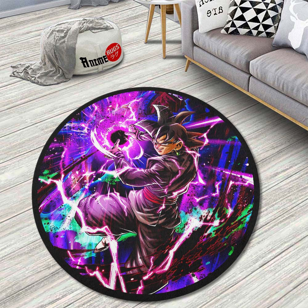 Goku Black Rose Skill Round Rug Custom Dragon Ball Anime Circle Carpet ...
