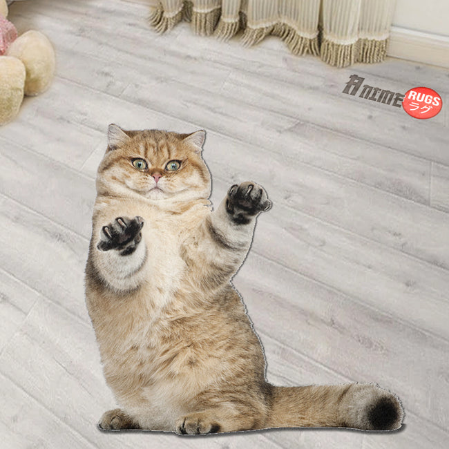 Funny Cat Pose Shaped Rugs Custom For Room Decor Mat Quality Carpet-Animerugs