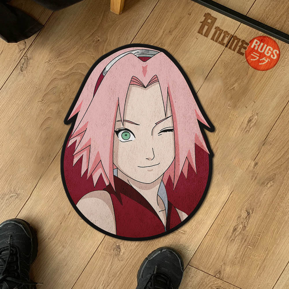 Haruno Sakura Shaped Rugs Custom Anime Carpets Room Decor Mats– Animerugs
