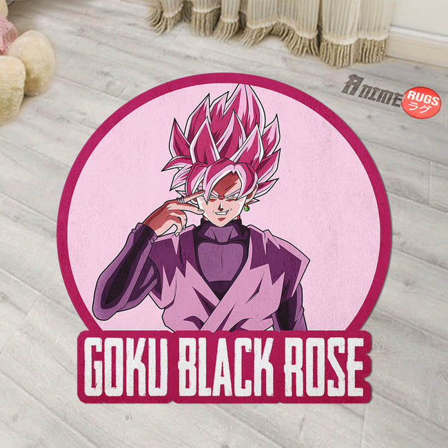 Goku Black Rose Shaped Rug Custom Anime Dragon Ball Mats For Bedroom Living Room Quality Carpets-Animerugs